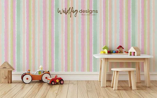 Pastel Striped Peel and Stick Wallpaper for Kids' Nurseries