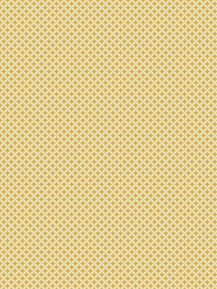 Small-scale golden geometric lattice pattern on a warm cream background designed as a coordinating blender print.